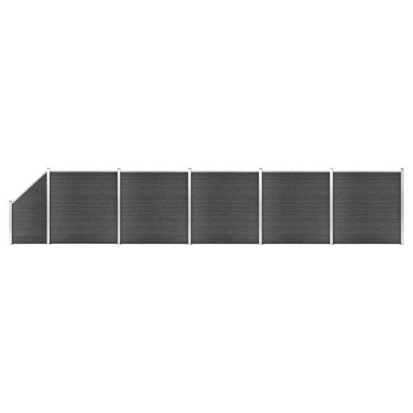 vidaXL fekete WPC kerítéspanelszett 965 x (105-186) cm
