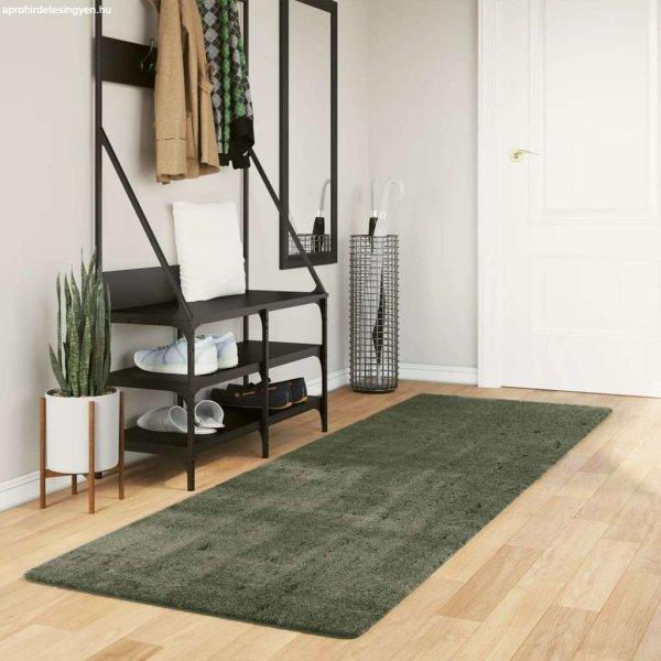 vidaXL lombzöld rövid szálú puha és mosható szőnyeg 80 x 250 cm