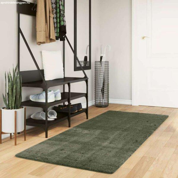 vidaXL lombzöld rövid szálú puha és mosható szőnyeg 80 x 200 cm