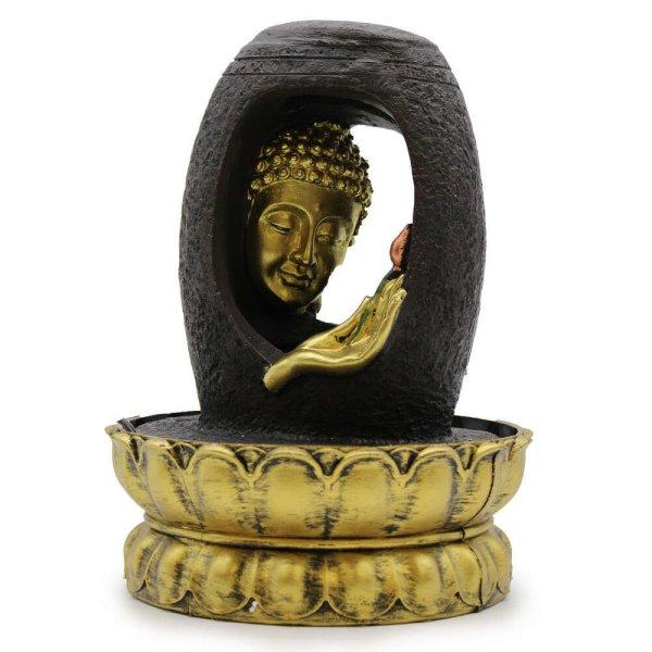 Szobai csobogó – Arany Buddha és Vitarka Mudra (LED világítással)