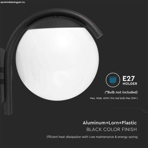 V-TAC kültéri fali lámpa, gömb búrával, fekete, E27 foglalattal - SKU
10420