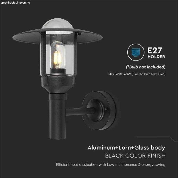 V-TAC kültéri fali lámpa, üveg búrával, fekete, E27 foglalattal - SKU
10422