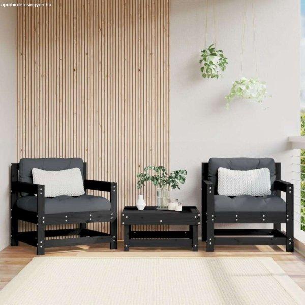 vidaXL 2 db fekete tömör fenyőfa kerti szék