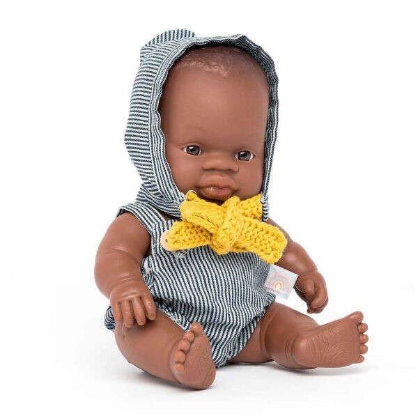 Oktatási baba baba 21 cm - afrikai fiú