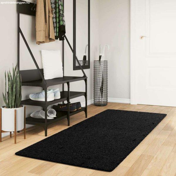 vidaXL fekete hosszú szálú bozontos modern szőnyeg 80 x 200 cm