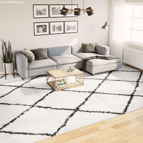 vidaXL krém és fekete hosszú szálú bozontos modern szőnyeg 300x400 cm
