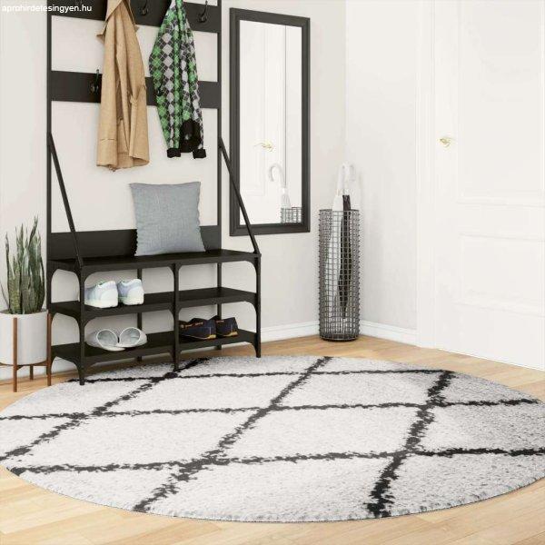 vidaXL krém és fekete hosszú szálú bozontos modern szőnyeg Ø 200 cm