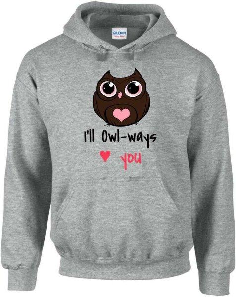 I'll owl ways love you bagoly pulóver - egyedi mintás, 4 színben, 5 méretben
