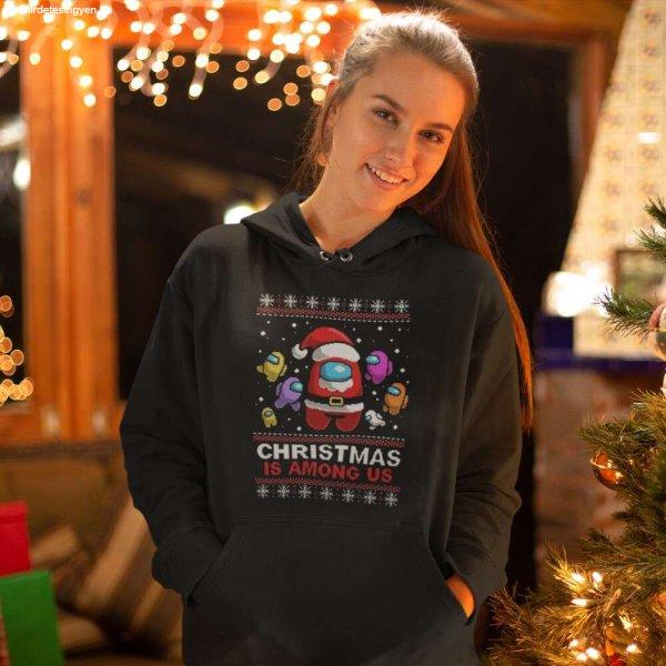 Christmas is among us pulóver - egyedi mintás, 4 színben, 5 méretben