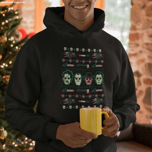 Horror christmas pulóver - egyedi mintás, 4 színben, 5 méretben