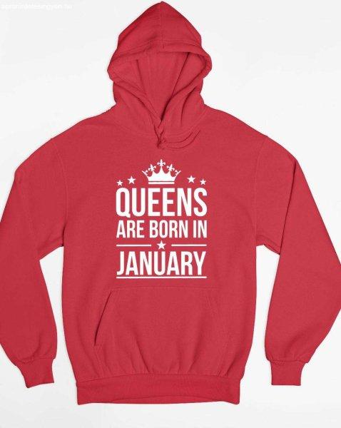 Queens are born in january kapucnis pulóver - egyedi mintás, 4 színben, 5
méretben