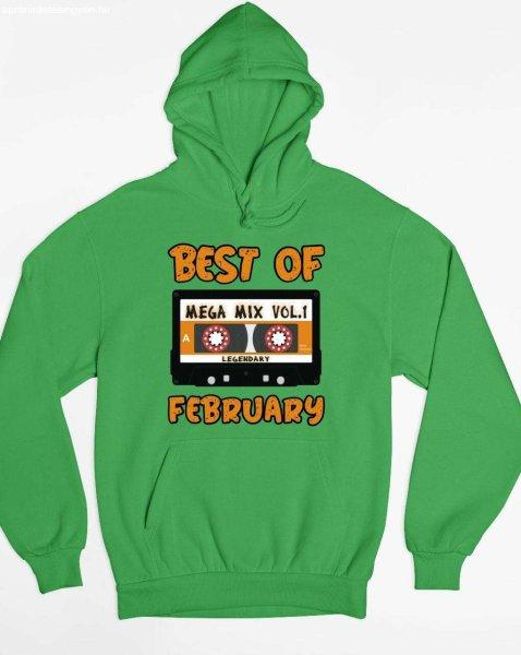 Best of february kapucnis pulóver - egyedi mintás, 4 színben, 5 méretben