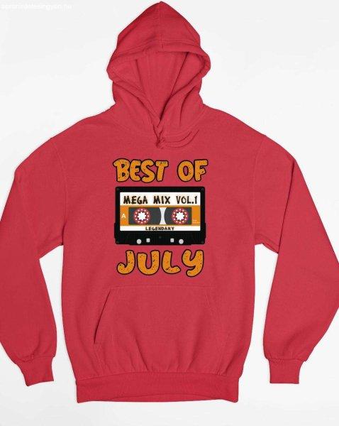 Best of july kapucnis pulóver - egyedi mintás, 4 színben, 5 méretben
