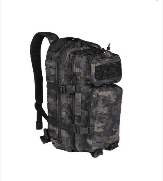 DARK CAMO LASER CUT ASSAULT BACKPACK SMALL - MIL-TEC, lézervágott, hátizsák,
kicsi, 20 l, dark camo, terepmintás fekete