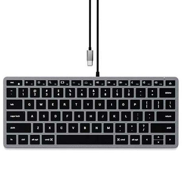 Satechi billentyűzet Slim W1 Vezetékes Backlit Keyboard Mac számára, szürke