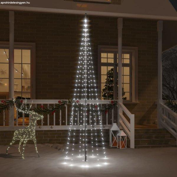 Karácsonyfa zászlórúdon 310 hideg fehér LED-del 300 cm