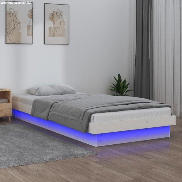 Small Single fehér tömör fa LED-es ágykeret 75 x 190 cm