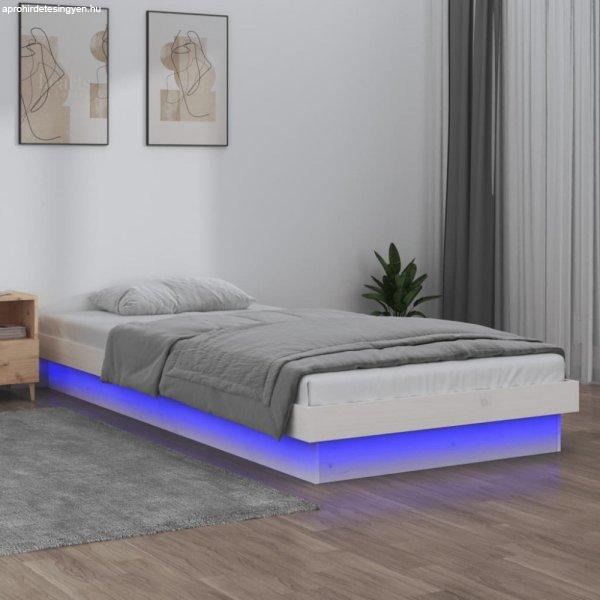 Fehér tömör fa LED-es ágykeret 100 x 200 cm