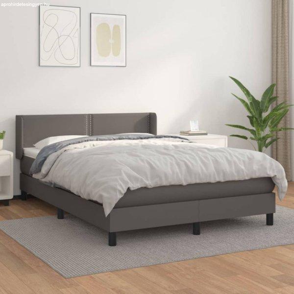 Szürke műbőr rugós ágy matraccal 140 x 200 cm