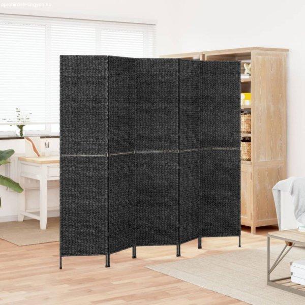 Fekete 5 paneles vízijácint térelválasztó 205x180 cm
