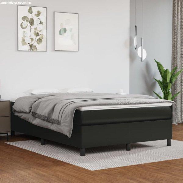Fekete műbőr rugós ágy matraccal 140 x 190 cm