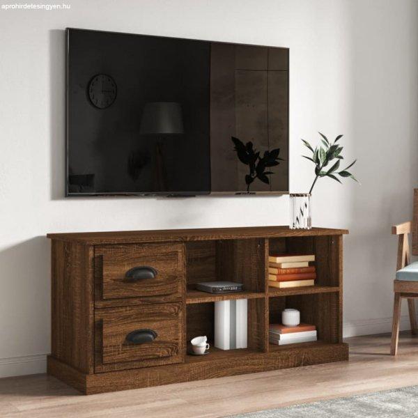 Barna tölgyszínű szerelt fa TV-szekrény 102 x 35,5 x 47,5 cm