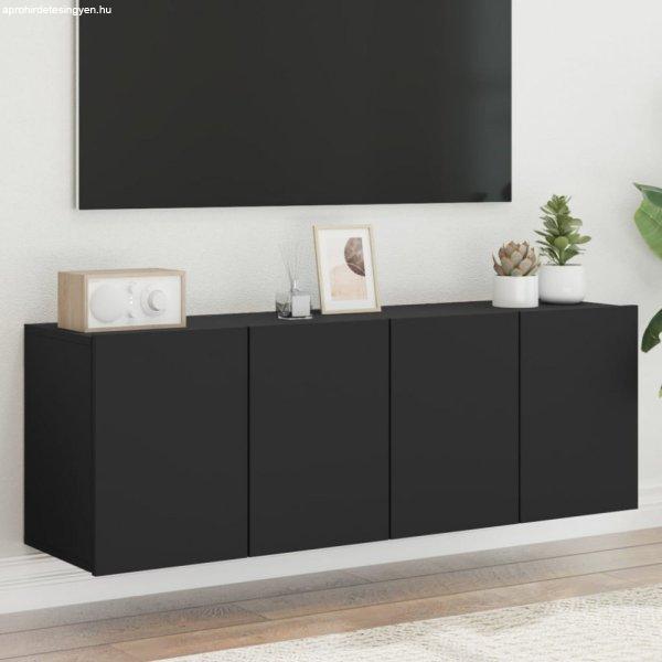 2 db fekete falra szerelhető TV-szekrény 60 x 30 x 41 cm