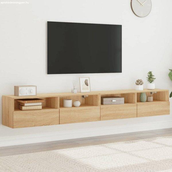 2 db sonoma-tölgyszín szerelt fa fali TV-szekrény 100x30x30 cm