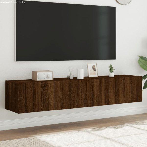 2 db barna tölgyszínű fali TV-szekrény LED-del 80x35x31 cm