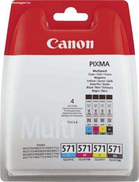 CANON CLI-571KIT Tintapatron multipack Pixma MG 5700, 6800, 7700 nyomtatókhoz,
CANON, b+c+m+y, 4*7ml