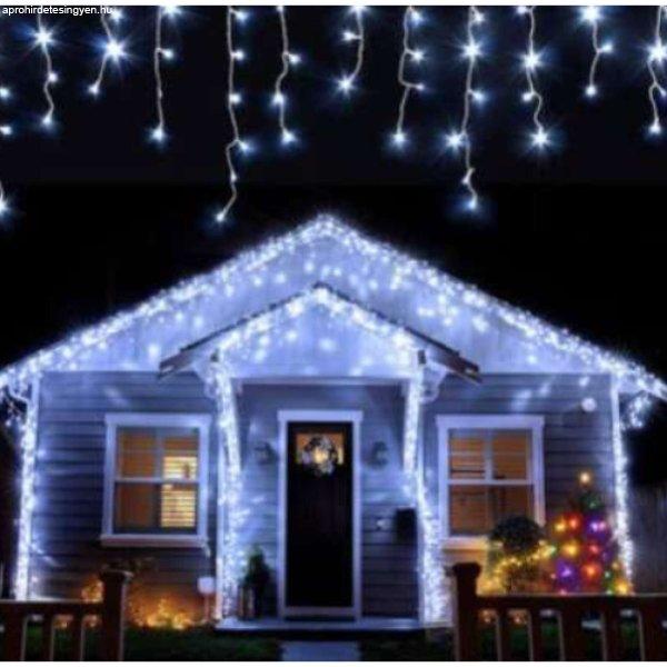 Karácsonyi Jégcsap fényfüzér fényeffektes 500 Led 25m hidegfehér színben