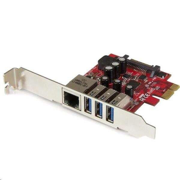 StarTech.com 3x USB 3.0 + Gigabit Ethernet bővítő kártya PCIe (PEXUSB3S3GE)