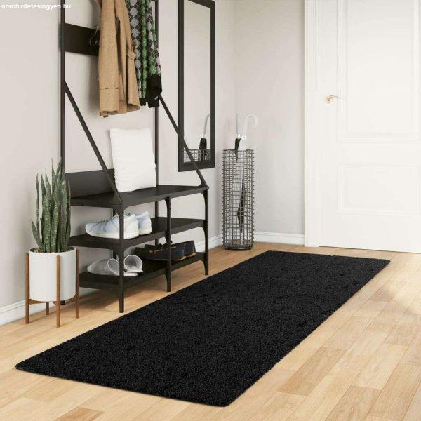 vidaXL PAMPLONA fekete magas szálú bolyhos modern szőnyeg 80 x 250 cm
