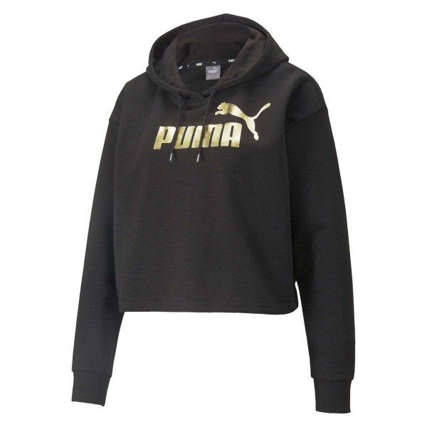 Puma Ess+ Metallic logó vágott kapucnis pulóver Tr 84830501 női Fekete S