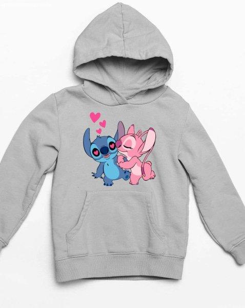 Stitch and Angel kiss and hearts gyerek pulóver - egyedi mintás, több
színben és méretben (XS-XL)