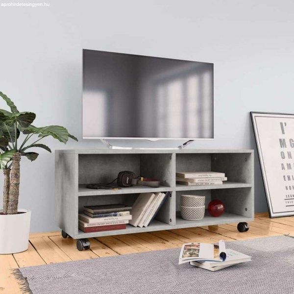 vidaXL betonszürke forgácslap TV-szekrény görgőkkel 90 x 35 x 35 cm