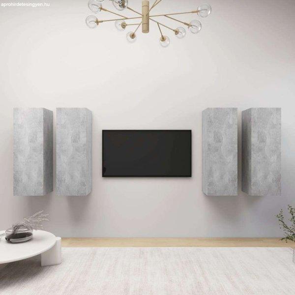 vidaXL 4 db betonszürke forgácslap TV-szekrény 30,5 x 30 x 90 cm