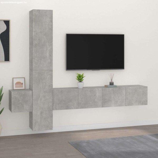 vidaXL 5 részes betonszürke szerelt fa TV-szekrényszett