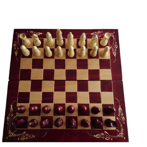Nagy fa sakk készlet 50x50 cm sakk tábla doboz klaszikus sakkfigura backgammon
dáma játék piros