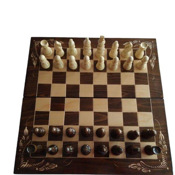 Nagy fa sakk készlet 50x50 cm sakk tábla doboz klaszikus sakkfigura backgammon
dáma játék barna