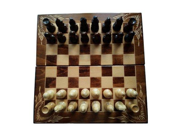 Fa sakk készlet 32x32 cm bükkfa sakk tábla doboz klaszikus sakkfigura
backgammon dáma játék barna