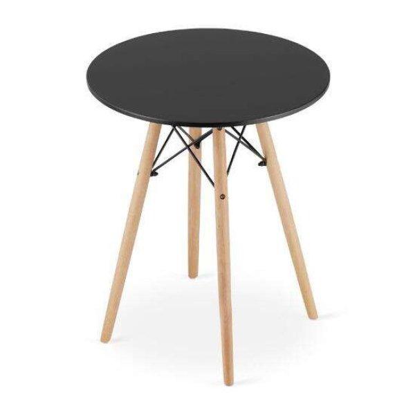 Skandináv stílusú asztal, Artool, kerek, MDF és fa, fekete, 60x72 cm