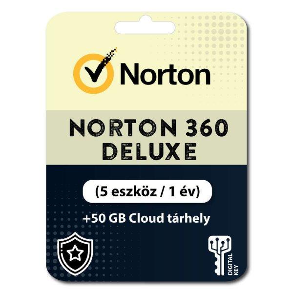 Norton 360 Deluxe (EU) + 50 GB Cloud tárhely (5 eszköz / 1 év) (Elektronikus
licenc) 