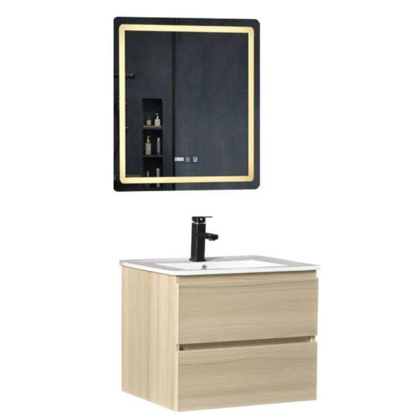 Hongkong Sonoma 60 komplett fürdőszoba bútor fali mosdószekrénnyel,
kerámia mosdóval és tükörrel