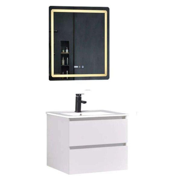 Hongkong White 60 komplett fürdőszoba bútor fali mosdószekrénnyel, kerámia
mosdóval és tükörrel