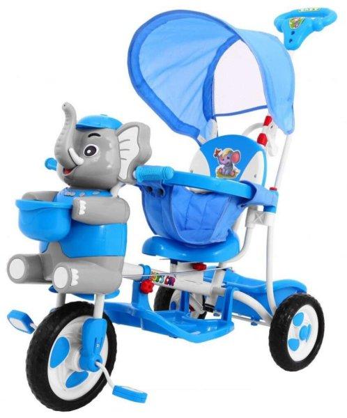 Gyerek Tricikli napernyővel, elefántos, kék 