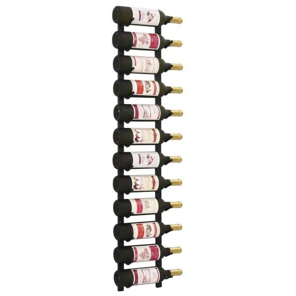 vidaXL fekete vas falra szerelhető bortartó állvány 12 palacknak