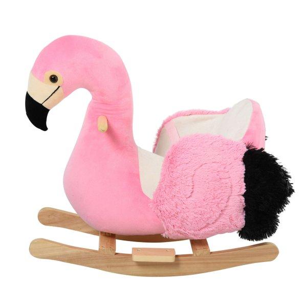 Homcom hintaszék, Flamingo modell, Fa, 60x33x52 cm, Rózsaszín