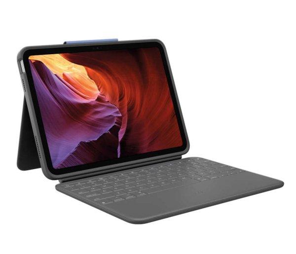Logitech Rugged Folio Ultra-protective keyboard case with Smart Connector for
iPad (10th gen) - Oxford Grey - UK
