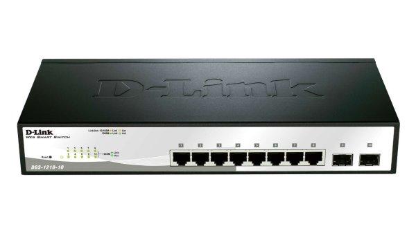 D-Link Switch 8x1000Mbps + 2xGigabit SFP Menedzselhető Rackes, DGS-1210-10/E